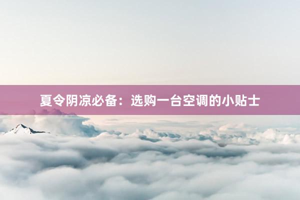 夏令阴凉必备：选购一台空调的小贴士